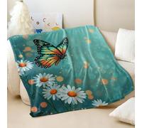 Couverture en flanelle imprimée papillon colorée, douce et confortable pour une ambiance rêveuse, idéale pour tous les âges, la maison, le voyage et la décoration de chambre (01, 180 x 200 cm)