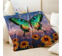 Couverture en flanelle imprimée papillon colorée, douce et confortable pour une ambiance rêveuse, idéale pour tous les âges, la maison, le voyage et la décoration de chambre (03, 180 x 200 cm)