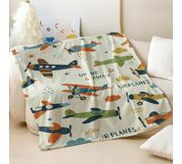 Couverture en flanelle imprimée paradis d'avion de dessin animé, vintage et confortable, pour enfants, couvre-lit parfait pour garçons et filles (05, 180 x 200 cm)