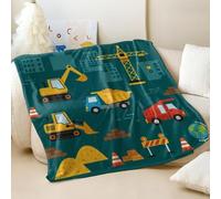 Couverture en flanelle imprimée scène de construction pour enfants - Style moderne super doux pour chambre de garçons et filles - 05,75 x 100 cm