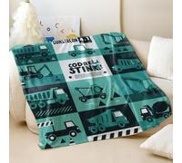 Couverture en flanelle imprimée scène de construction pour enfants - Style moderne super doux pour chambre de garçons et filles - 01,75 x 100 cm