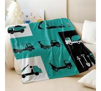 Couverture en flanelle imprimée scène de construction pour enfants - Style moderne super doux pour chambre de garçons et filles - 03,75 x 100 cm