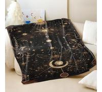 Couverture en flanelle imprimée sur le thème céleste - Couverture pour canapé et lit - Parfaite pour adultes et enfants - Décoration d'intérieur (03, 100 x 150 cm)