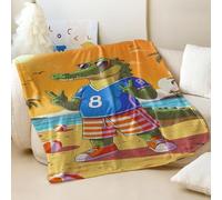 Couverture en flanelle imprimée tortue de dessin animé, plage tropicale, design vif, convient pour les enfants et les adolescents, canapé, lit (02, 200 x 200 cm)