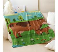 Couverture en flanelle imprimée vache dessin animée, élégante et confortable pour canapé, lit pour enfants et adolescents décoration d'intérieur (05, 150 x 200 cm)