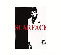Couverture En Flanelle Inspiree Du Film Scarface - Douce, Chaude Et Confortable, Motif Noir Et Blanc Avec Lettrage Rouge - Parfaite Pour Un Canape, Une Chaise, Une Table A Manger Ou Un