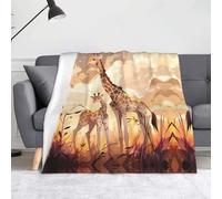 Couverture en flanelle mère et enfant girafe - Décoration de literie/couverture douce, confortable et légère pour canapé, lit, bureau 152,4 x 127 cm