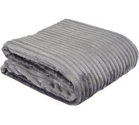 Euromat Couverture en flanelle microfibre - Couvre-lit à rayures - 150 x 200 cm - Gris clair