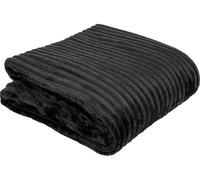 Euromat Couverture en flanelle microfibre - Couvre-lit à rayures - 150 x 200 cm - Noir
