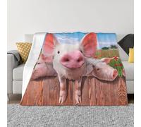 Couverture en flanelle microfibre ultra douce pour toutes les saisons, chaude et amusante avec imprimé cochon mignon pour literie, canapé et voyage