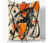 Couverture en Flanelle, Moelleuse Chaudes 3D Imprimé Lignes Abstraites Motif Couverture en Polaire Microfibre Légères Couvertures Toutes Saisons pour Voyager, Lit ou Canapé 220 x 240 cm Orange Noir