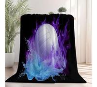 Couverture en Flanelle Noir, Simple Flamme Volley-Ball Sports imprimée, Plaid Doux Chaude Léger pour Canapé Lit Voyage Plaid Décorative pour Enfants Garçons Filles 130×150 cm