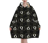 Couverture en flanelle noire pour adulte, motif Reine de Pique dorée, avec poches, sweat à capuche ultra doux et chaud