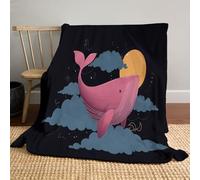 Couverture en Flanelle Nuages De Baleines, Animaux De Dessin Animé Plaid Canapé Doux Et Chaud Lavable Idéale pour La Maison Le Bureau Le Lit Canapé 150x200cm