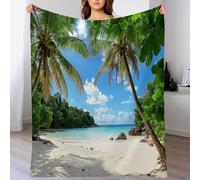 Couverture en Flanelle Paysages Naturels, Couverture Imprimé Plages Tropicales Palmiers Douce et Chaude, pour Enfants Adultes Toutes Saisons Vert Couvertures, pour Lit Canapé Chaise 150x200 cm