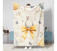 Couverture en flanelle pelucheuse pour canapé, sofa, voyage, motif colombes de Pâques et oiseaux, 101,6 x 127 cm, pour décoration d'intérieur et de lit