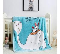 Couverture en Flanelle pour Bébé,Filles Garcons Naissance Velours Confort Emmailloter Épais Double Couche pour Poussette/Lit/Un Canapé/Jeu Couvertures 100x130cm (Éléphant Bleu)