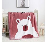 Couverture en Flanelle pour Bébé,Filles Garcons Naissance Velours Confort Emmailloter Épais Double Couche pour Poussette/Lit/Un Canapé/Jeu Couvertures 100x130cm (Ours Blanc)