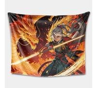 Couverture en flanelle Samouraï et dragon de feu - Couverture polaire douce et chaude à imprimé guerrier japonais pour adolescents/adultes, décoration de canapé/lit (4,1 x 203,2 cm)