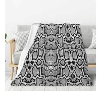 Couverture en Flanelle Super Douce à imprimé Peau de Serpent Noir et Blanc, épaisse et Confortable, pour canapé, 203 x 152 cm