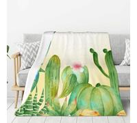 Couverture en Flanelle Super Douce à Motif de Cactus Figue de Barbarie, épaisse et Confortable, pour canapé, 203 x 152 cm