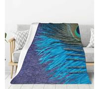 Couverture en Flanelle Super Douce à Motif Paon Violet et Bleu Sarcelle, épaisse et Confortable, pour canapé, 203 x 152 cm