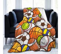 Couverture en flanelle, super douce et chaude, motif ballon de sport, football, pour garçons et filles, pour canapé, chambre à coucher, canapé, bureau, voiture, basket-ball, football, 127 x 101,6 cm
