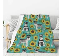 Couverture en Flanelle Super Douce et Confortable avec Motif de tournesols Schnauzer, Motif Floral Printemps-été, pour Chien, 203 x 152 cm