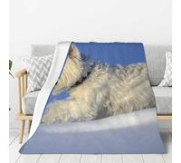 Couverture en Flanelle Super Douce et Confortable pour Chien Westie Winter West Highland White Terrier 80"x60"