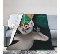 Couverture En Flanelle Surdimensionnée King Of Julien - Ultra Douce Et Confortable, Motif Anime Aux Couleurs Vives Dans Les Tons Verts Et Bleus, Ideale Pour Le Salon, Le Bureau, Le Cana