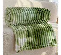 Couverture en Flanelle Tie-dye, Couverture de Sieste Paresseuse, Peut Être Recouverte ou Étalée, Universelle Tout au Long de L'année, Chaude et Confortable(Green,XL)
