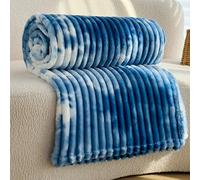Couverture en Flanelle Tie-dye, Couverture de Sieste Paresseuse, Peut Être Recouverte ou Étalée, Universelle Tout au Long de L'année, Chaude et Confortable(Blue 1,S)
