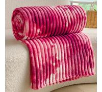 Couverture en Flanelle Tie-dye, Couverture de Sieste Paresseuse, Peut Être Recouverte ou Étalée, Universelle Tout au Long de L'année, Chaude et Confortable(Pink,L)
