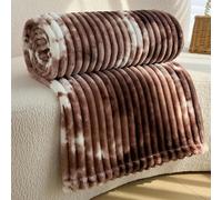 Couverture en Flanelle Tie-dye, Couverture de Sieste Paresseuse, Peut Être Recouverte ou Étalée, Universelle Tout au Long de L'année, Chaude et Confortable(Brown 2,M)