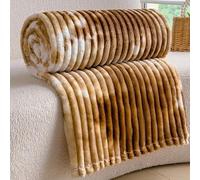 Couverture en Flanelle Tie-dye, Couverture de Sieste Paresseuse, Peut Être Recouverte ou Étalée, Universelle Tout au Long de L'année, Chaude et Confortable(Brown 1,S)