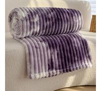 Couverture en Flanelle Tie-dye, Couverture de Sieste Paresseuse, Peut Être Recouverte ou Étalée, Universelle Tout au Long de L'année, Chaude et Confortable(Purple,M)