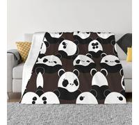 Couverture en flanelle torsadée panda 152,4 x 127 cm, épaisse, légère, douce et chaude pour lit, canapé, camping, voyage, maison