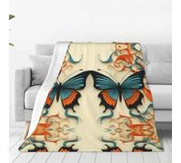 Couverture en flanelle ultra douce à motif double papillon - Une couverture pour la maison, les voyages et l'extérieur - 101,6 x 76,2 cm