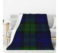 Couverture en Flanelle Ultra Douce à Motif Tartan Black Watch, épaisse et Confortable, pour canapé, 203 x 152 cm