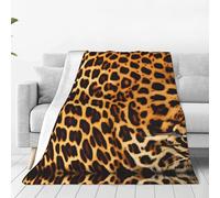 Couverture en flanelle ultra douce à rayures sur léopards - Couverture de canapé pour la maison, la sieste, le camping, le pique-nique - 203,2 x 152,4 cm