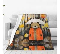 Couverture en flanelle ultra douce avec illustration de marmotte - Couverture de canapé pour la maison, la sieste, le camping, le pique-nique - 101,6 x 76,2 cm