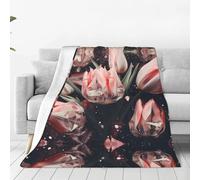 Couverture en flanelle ultra douce en forme de tulipes rose cristal - Une couverture pour la maison, les voyages et l'extérieur - 127 x 101,6 cm