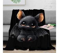 Couverture en flanelle ultra-douce en microfibre, imprimée en 3D avec une adorable illustration de chauve-souris, idéale pour le canapé et les adultes. Dimensions : 100 x 130 cm (40 x 50 pouces).
