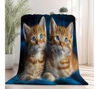 Couverture en Flanelle Ultra Douce et Chaude 100×130 cm, Noir Plaid 3D Dessin Animé pour Enfants, Jeté de Canapé et Couvre-Lit Salon, Motif Gros Plan Mignon Animal Chat