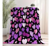 Couverture en Flanelle Ultra Douce et Chaude 130×150 cm, Rose Plaid 3D Dessin Animé pour Enfants, Jeté de Canapé et Couvre-Lit Salon, Motif Forme de cœur Simple Thème Romantique