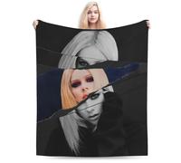 Couverture En Flanelle Ultra Douce Inspiree D'avril Lavigne - Design Noir Et Blanc Élégant, Plaid Douillet Toutes Saisons Pour La Maison, Le Bureau Et Les Voyages - Cadeau Ideal Pour Le
