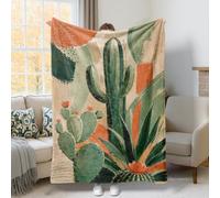 Couverture en forme de cactus, fleurs tropicales bohèmes, plantes succulentes, vert d'été, couverture pelucheuse compacte et décorative esthétique pour canapé, lit, dortoir, chaise, voiture, fauteuil