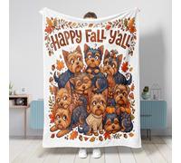 Couverture en forme de chien yorkshire d'automne - 101,6 x 127 cm - Couverture douce et confortable à empiler pour canapé, salon, plage, voyage, feuille d'érable - Décoration d'intérieur et de sofa