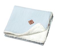 Couverture En Gaze De Coton Et Sherpa Jeanne Bleu 75X100