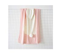 Couverture en laine stéréoscopique oreilles de lapin pour enfants Couverture à tricoter Couverture bébé serviette 28,7 x 4 cm Rose